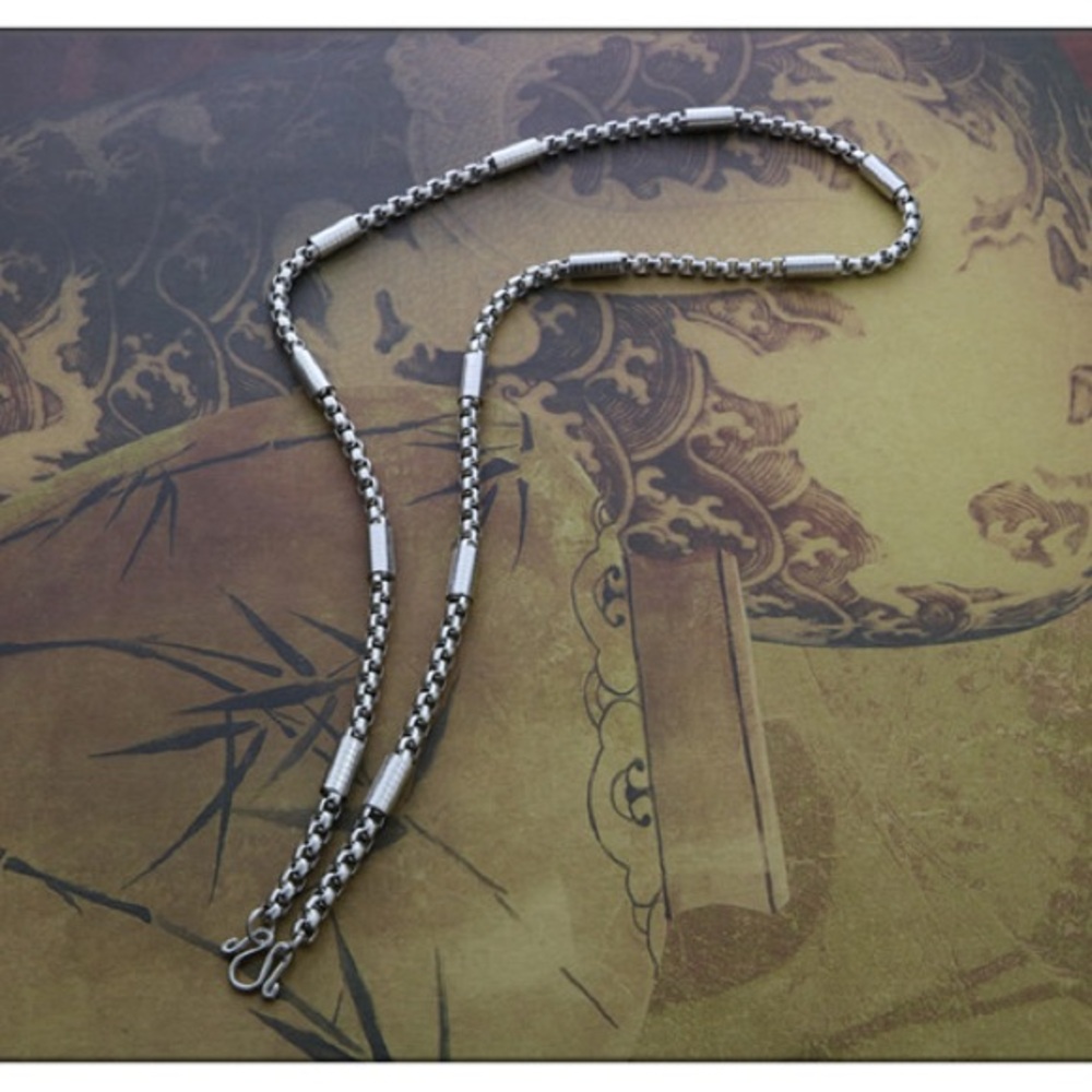 Stainless Steel Men’s Necklace Square Pearl l Pendant